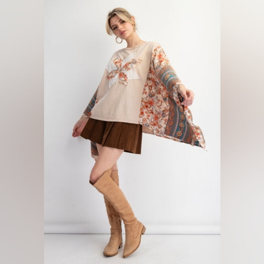 Easel Los Angeles Cottage Core Quilt Boho Top - Size Medium